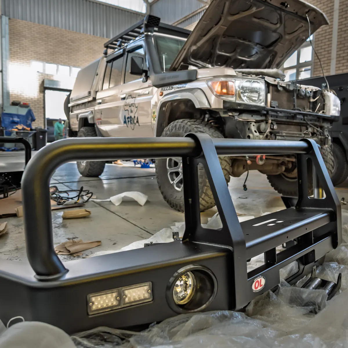 Vehicle accessories being fitted