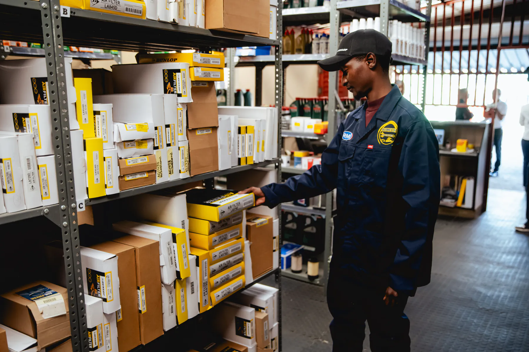 Product displays in the Womech spares shop