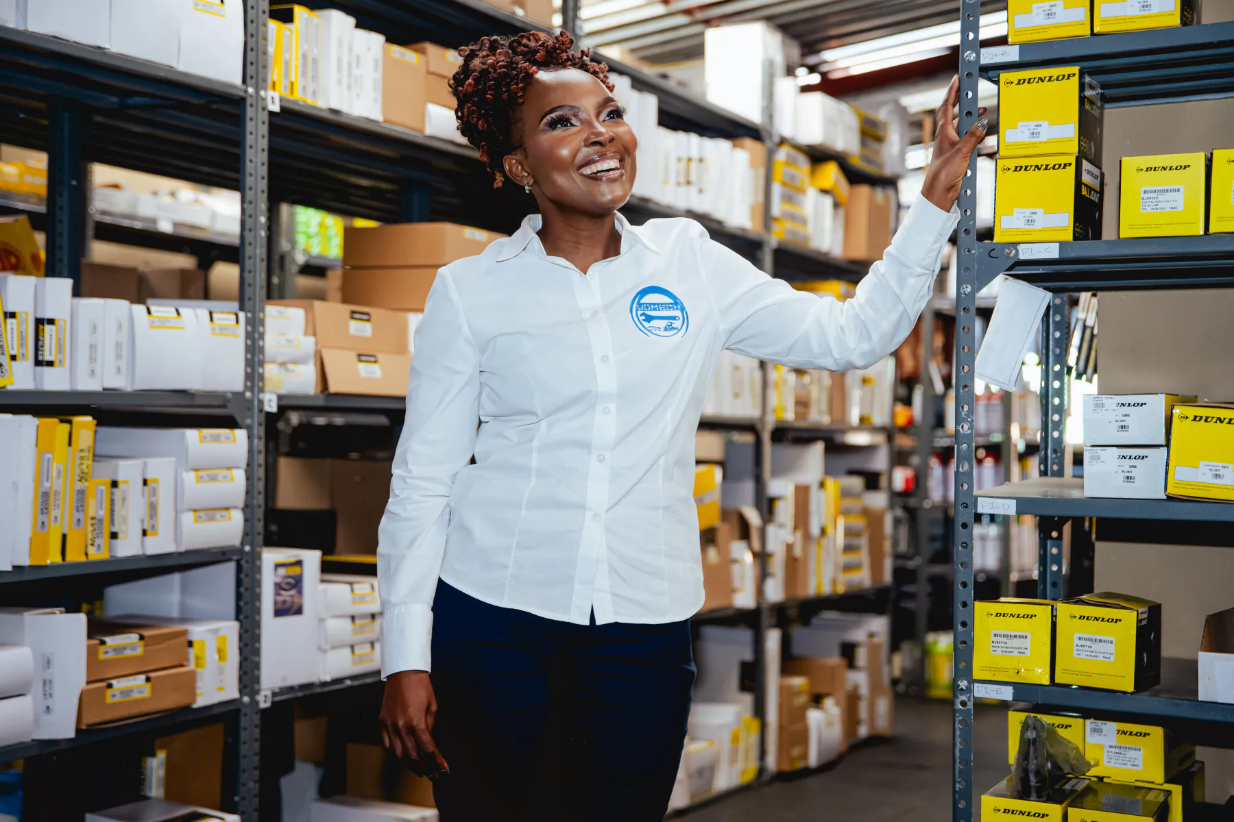 Dineo inside the Womech spares shop